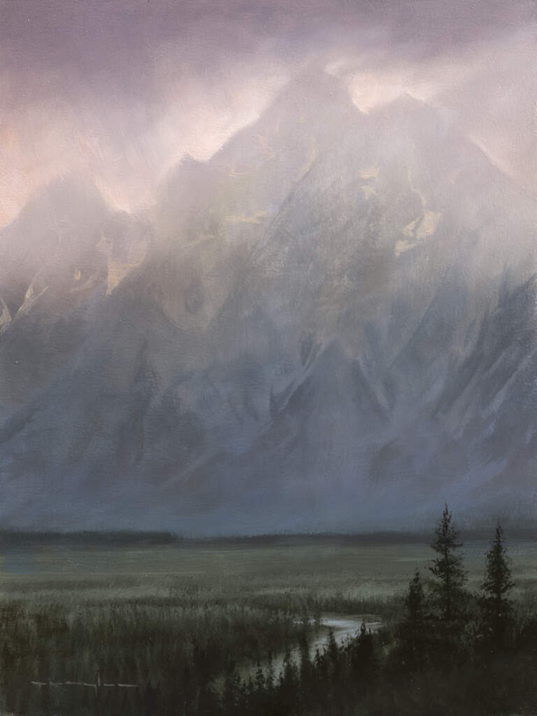 "Grand Teton Storm, Isaiah 43:2" 9x12 Oil 