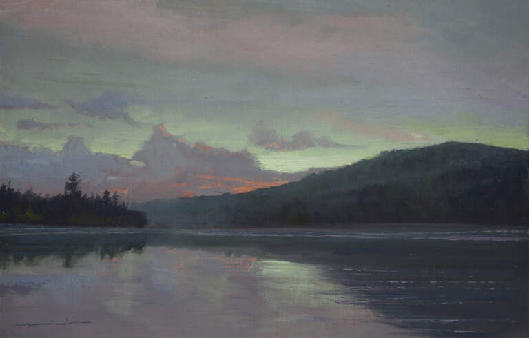 "North Lake Sunset, Proverbs 8:10" 9x14 Oil on Linen