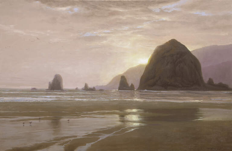 "Pacific Eventide, Proverbs 1:2-6" 20x30 oil on linen