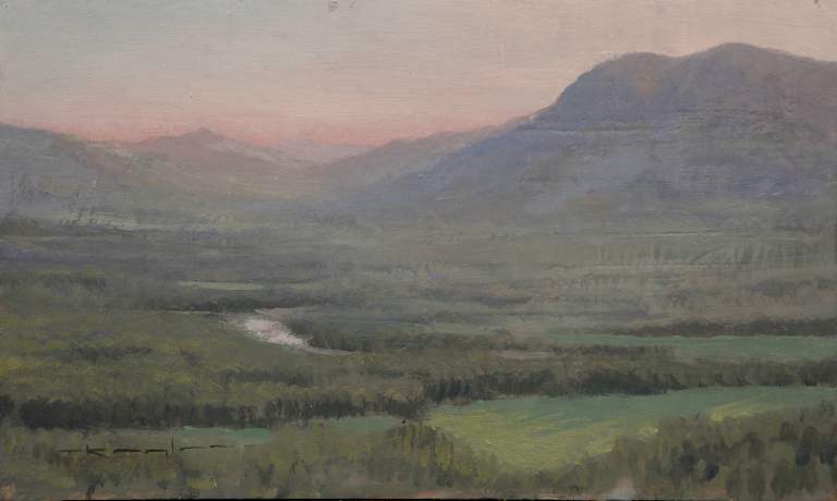 “Sunrise Over Valley, Proverbs 18:10” 6x10 Oil