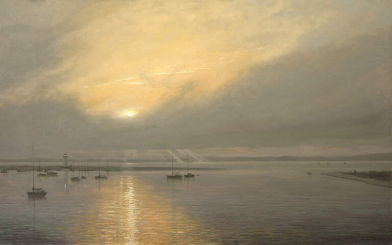 "Fog Lift in Harbor, Proverbs 16:20" 23x36 oil