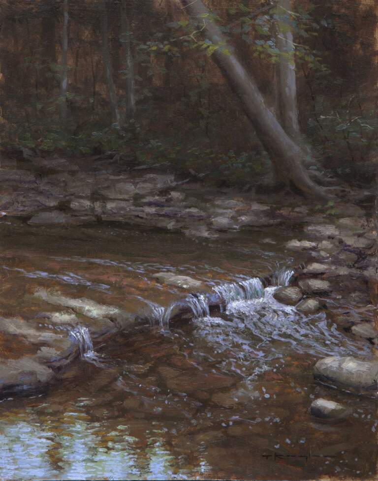 "Brook Flow, 1 Peter 1:22" 9x12 Oil