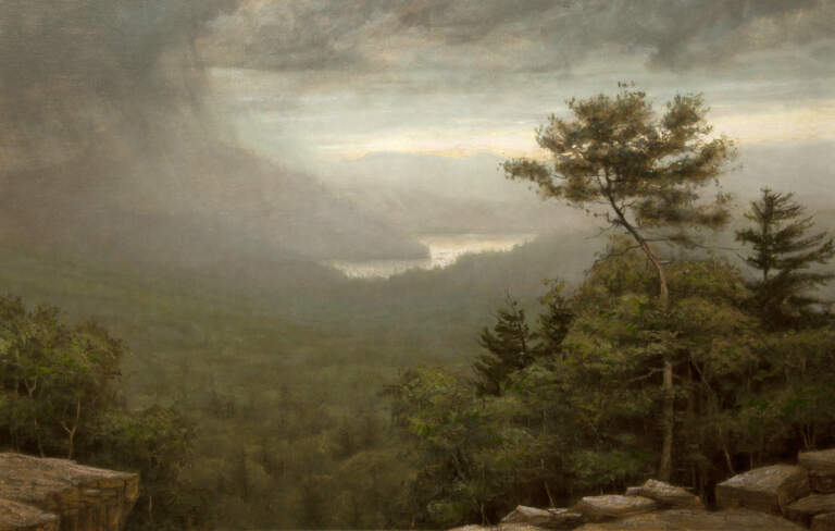 "Thunderstorm in Catskills, Psalm 9:9-10" 23x36 oil on linen