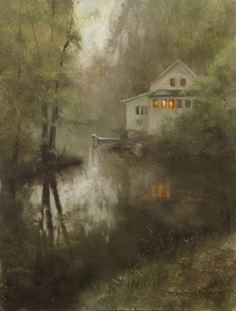 “Fish Camp, Psalms 71:5" 9x12 Oil on silver