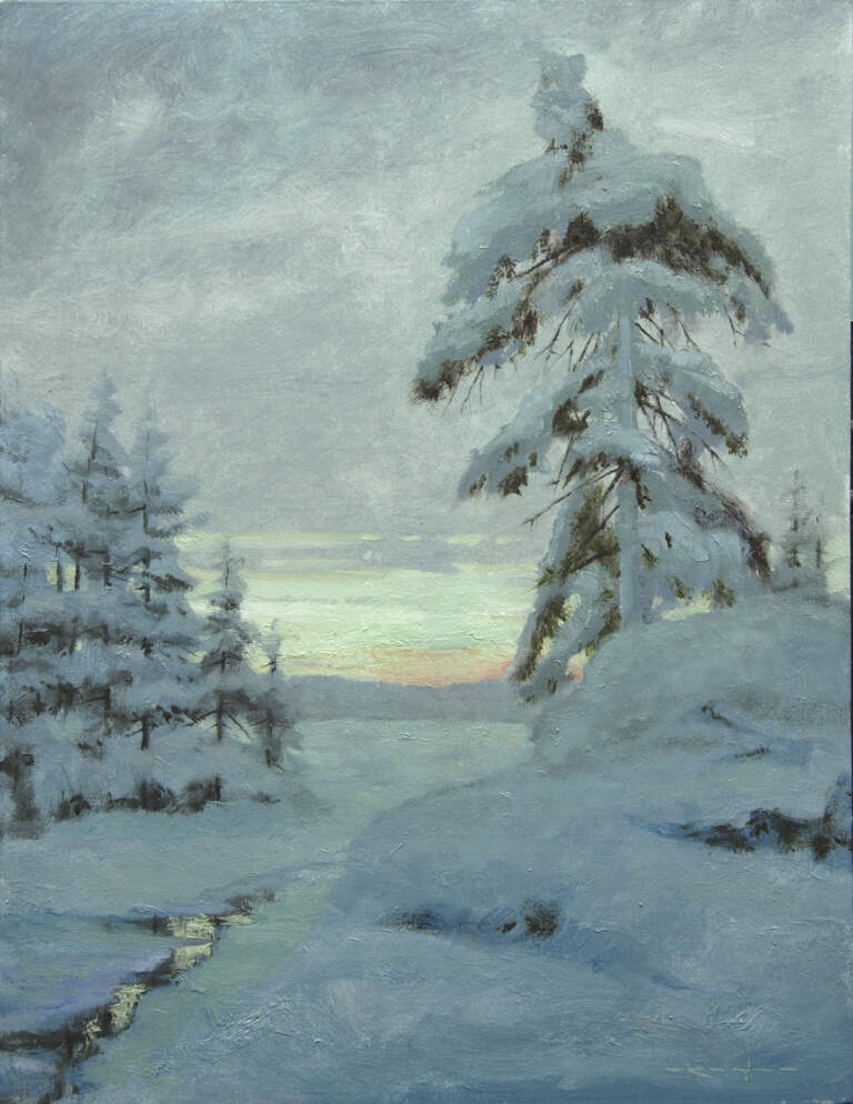 "January Blanket, Proverbs 4:23" 14x18 oil on linen