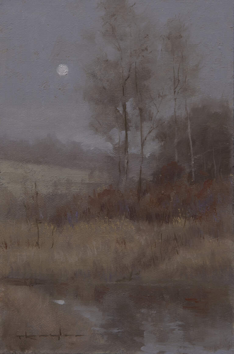 "Autumn Moon, 2 Samuel 23:4" 6x9 oil on linen