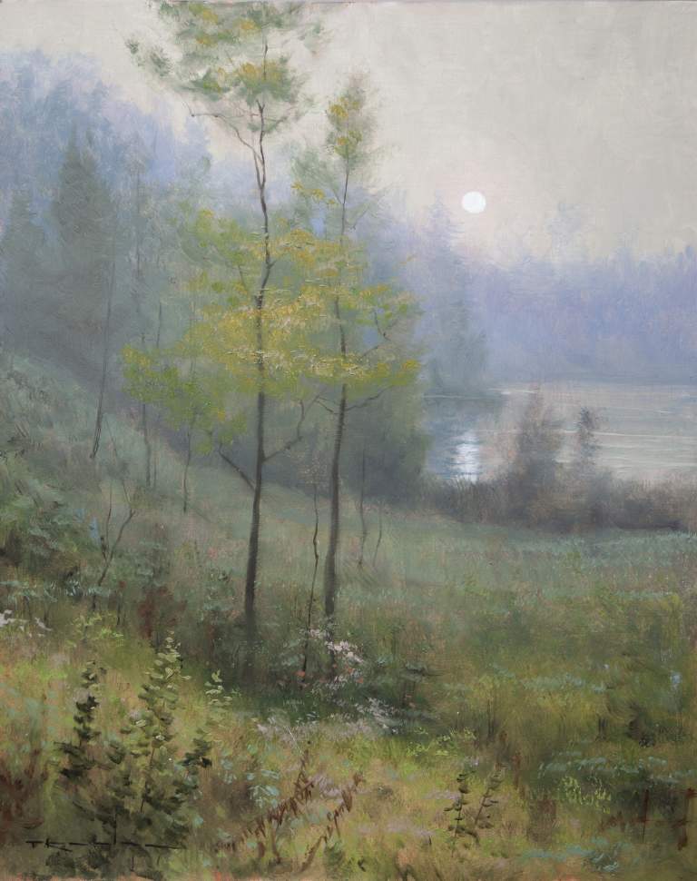 "Moonrise at Dawn, Psalm 8:3-5" 11x14 oil on linen
