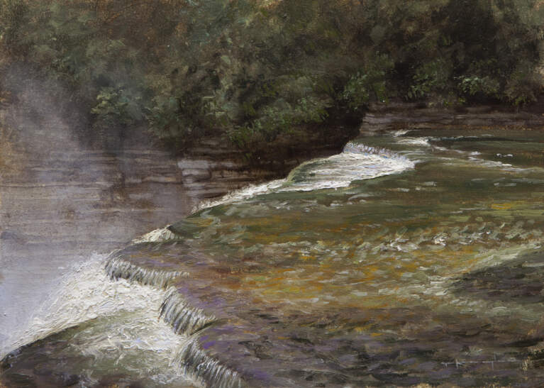 “Middle Falls, Micah 6:8” 9x12 Oil