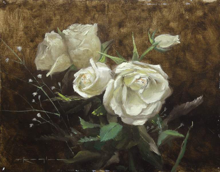 "White Roses - Isaiah 35:1 " 8x10 oil