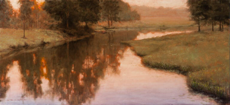 "Evening Glow - Proverbs 11:2", 15x33, oil on linen