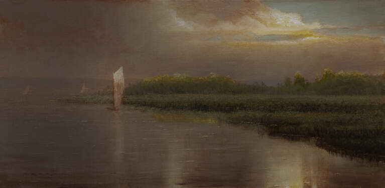 "Time on the Water, 2 Samuel 23:4" 8x16 Oil,