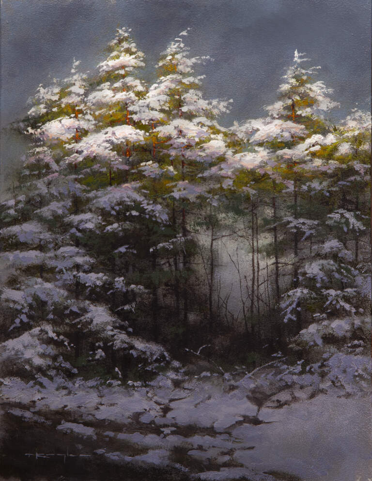 "First Snow, Proverbs 22:4" 9x12 Oil