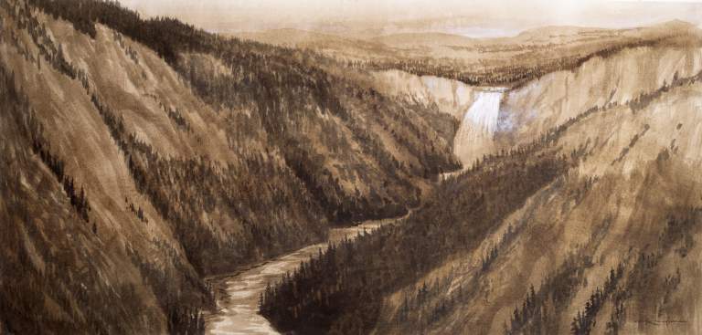 "Yellowstone Canyon, 1 John 4:16" 10x21 Ink