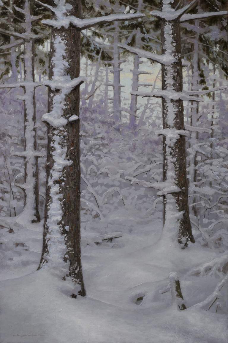 "Winter Dawn's Silence - Job 6:24", 20x30 , oil on linen