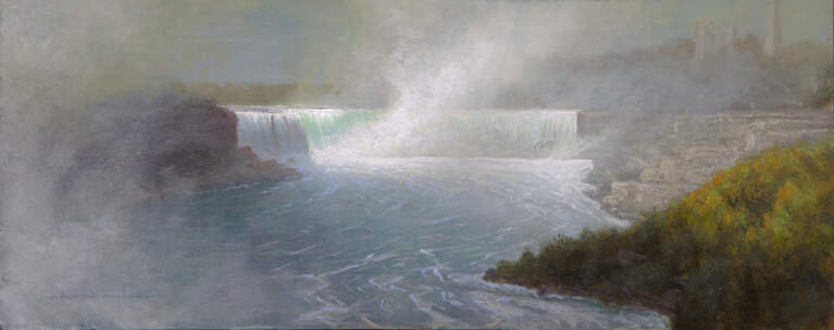 "The Falls Mist, Proverbs 3:2" 7x18 oil