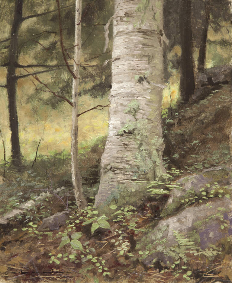 "White Mountains, White Birch - Proverbs 19:17" 8x10 oil on linen